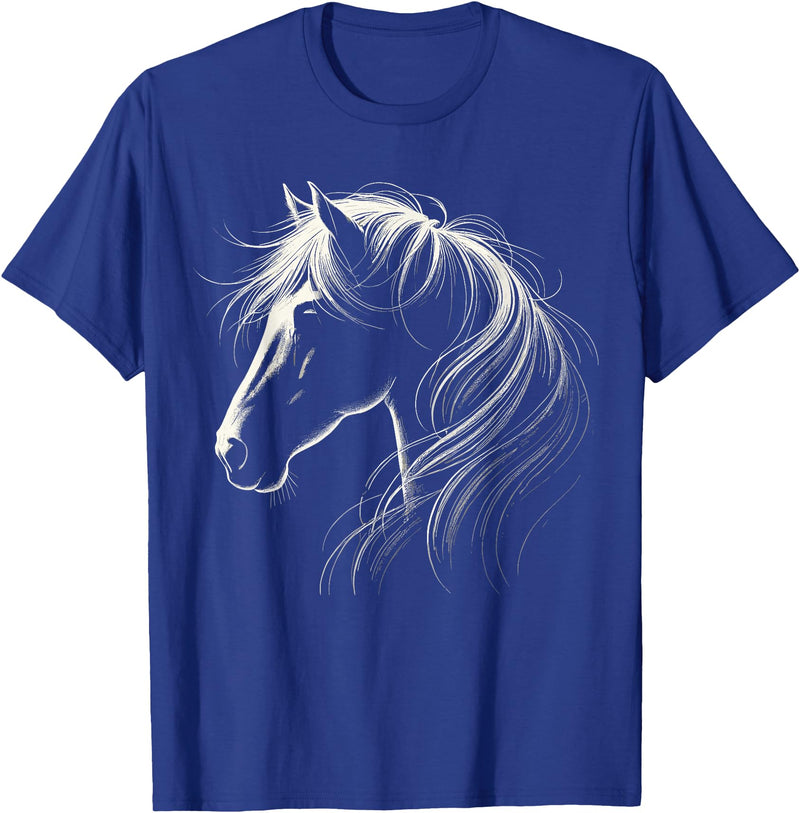 Funny Horse Riding Gifts Horse Silhouette Horse Riding Lover T-Shirt - Straight - Royal Blue