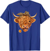 Highland Cow Lover Western Cowgirl Cowboy Farmer Cute Highland Cow Leopard Bow Bandana Western Cowboy Cowgirl T-Shirt -