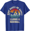 Llama and Baseball Lover Gifts Vintage Retro Baseball and Llama Lovers Vintage Funny Pet Sports cute T-Shirt - Royal Blue