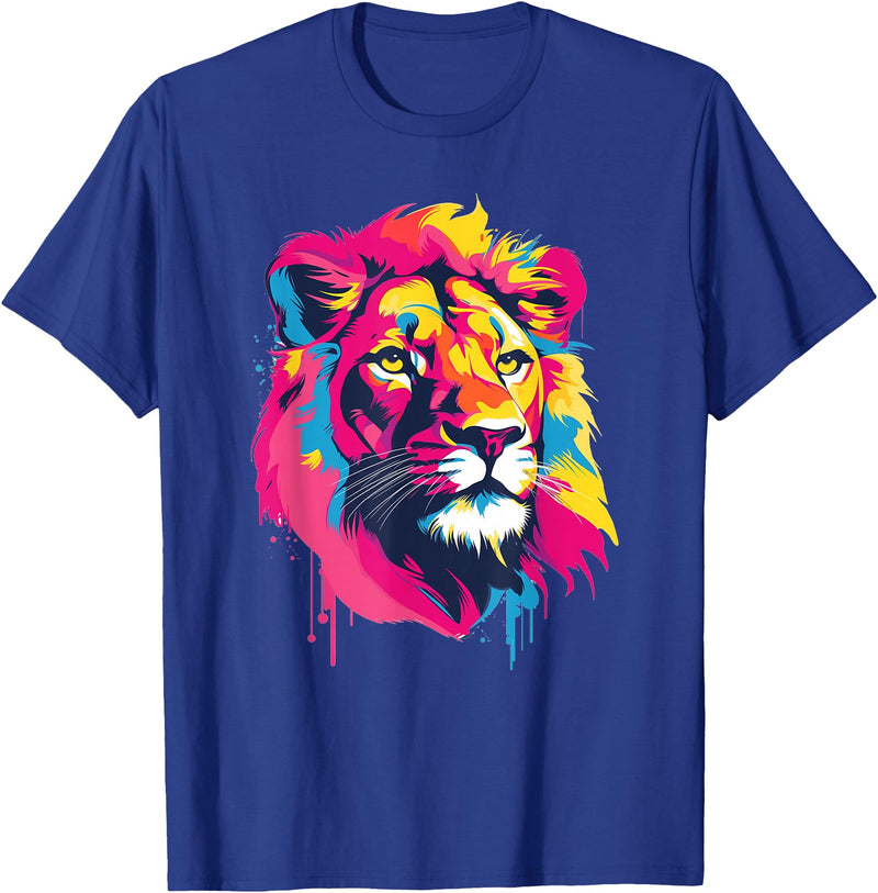 Aesthetic Lion Art I Kids Lion Colorful Lion T-Shirt - Royal Blue