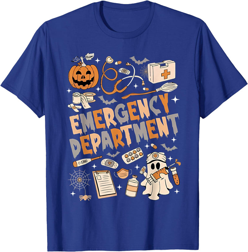 Funny Halloween gifts for ER nurses ER Nurse Shirt Halloween ER Boo Crew Emergency Department T-Shirt - Royal Blue