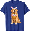 Golden Retriever Bunny Ears Eggs Cute Easter Dogs T-Shirt in Royal Blue