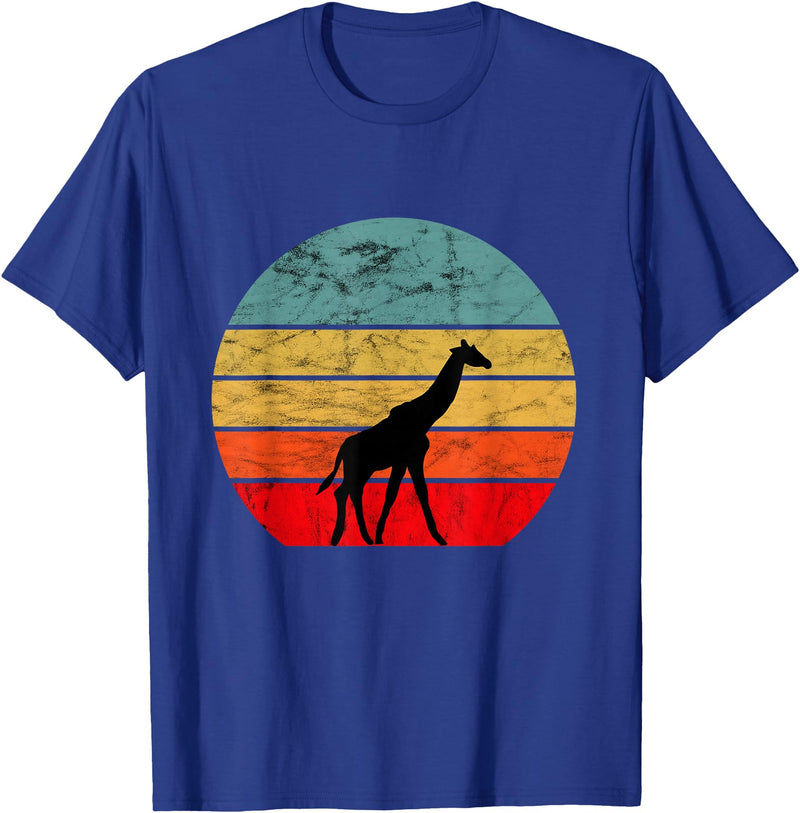 Giraffe Safari Animal Giraffe Retro Vintage Sunset African Animals T-Shirt - Royal Blue