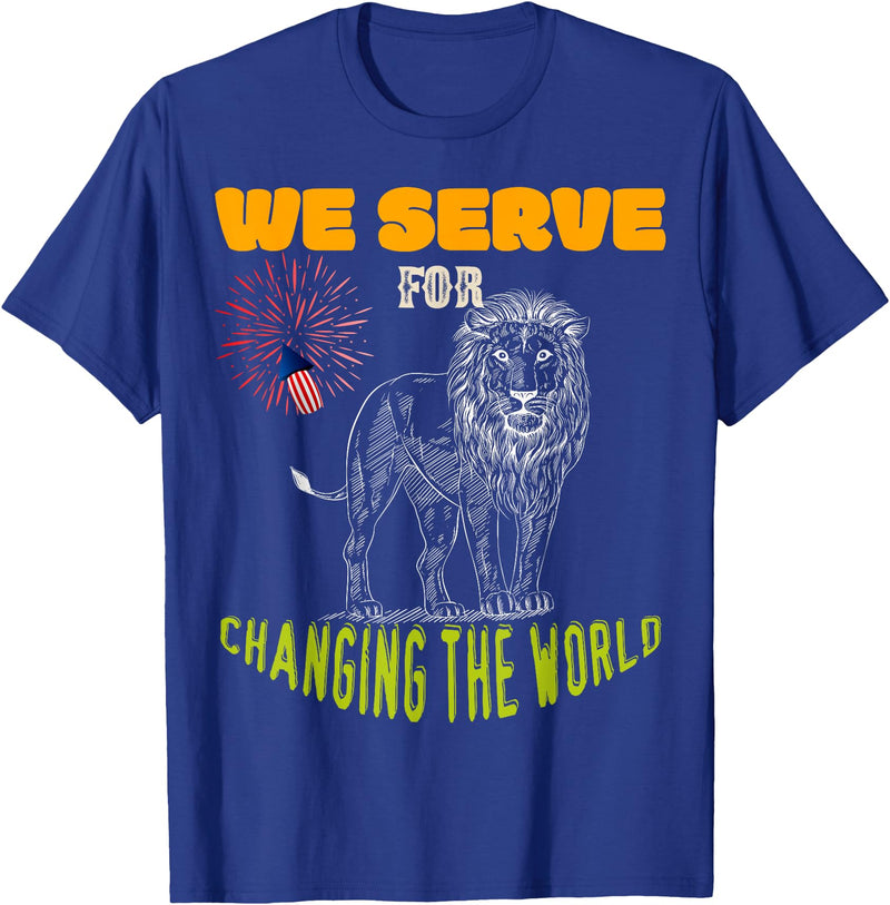 Lions Club members gift Lions Club we serve for changing the world volunteer gift T-Shirt - Royal Blue