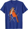 Red Cardinal Bird Male Female Vintage Red Cardinal Bird T-Shirt - Royal Blue