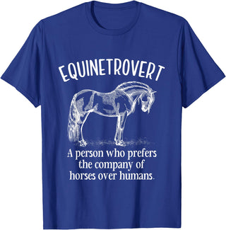 Equinetrovert Funny Horse Outfit For Horse Lover Equinetrovert Funny Horses Riding Horse Lover Equestrian T-Shirt - Royal Blue