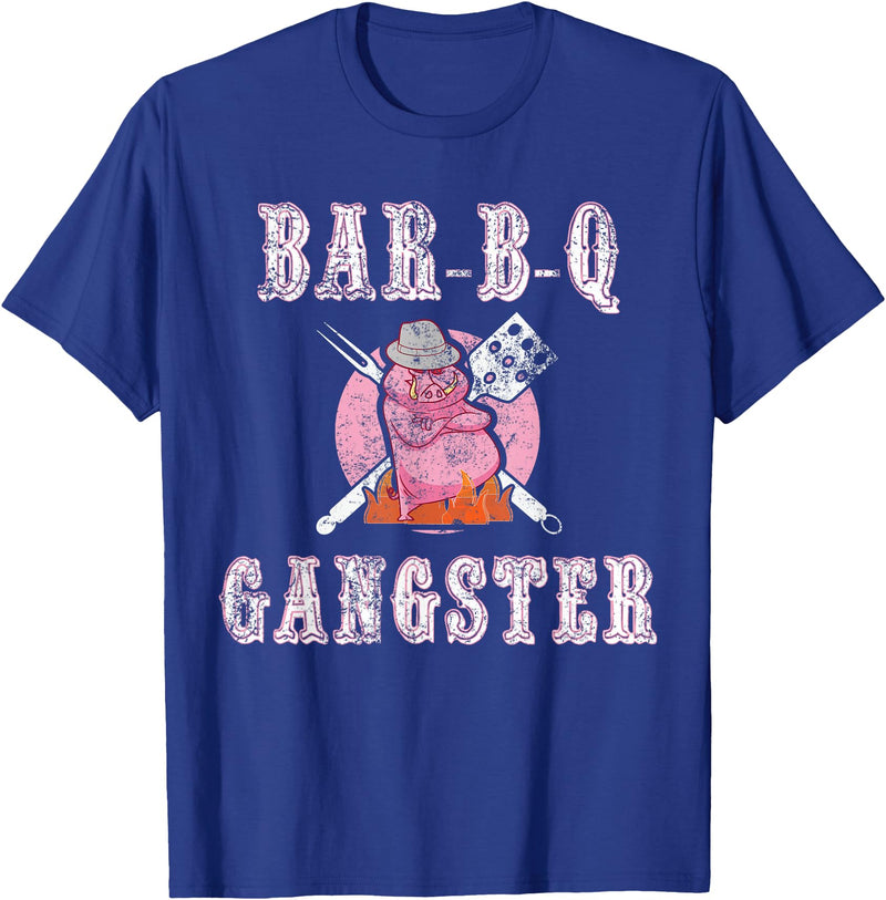 Pig Gangster BBQ Gift Ideas Funny BBQ Gifts for Men- Pork Pig Pit BBQ Gangster T-Shirt - Royal Blue