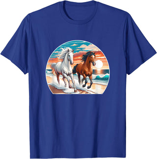 Horses Running On The Beach - T-Shirt - Royal Blue