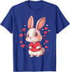 Rabbit Hearts Girls Love Women Kids Heart Bunny T-Shirt in Royal Blue