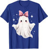 Halloween Ghost Coquette Bow Tee Ghost Coquette Bow Halloween Kawaii Girls Women Spooky T-Shirt - Royal Blue