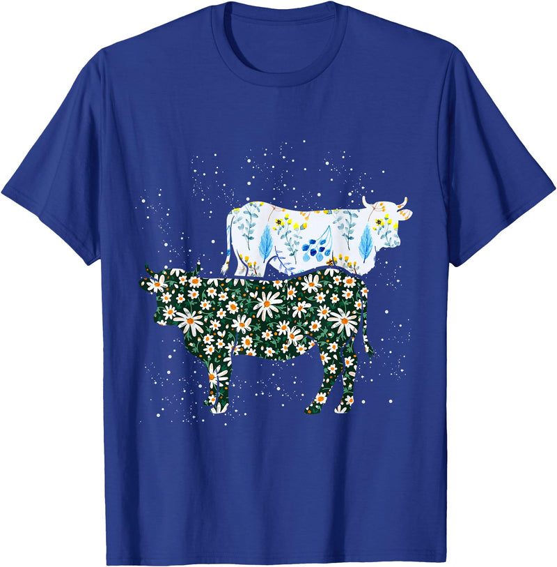 Vintage Animals Designs Vintage Cow T-Shirt - Royal Blue