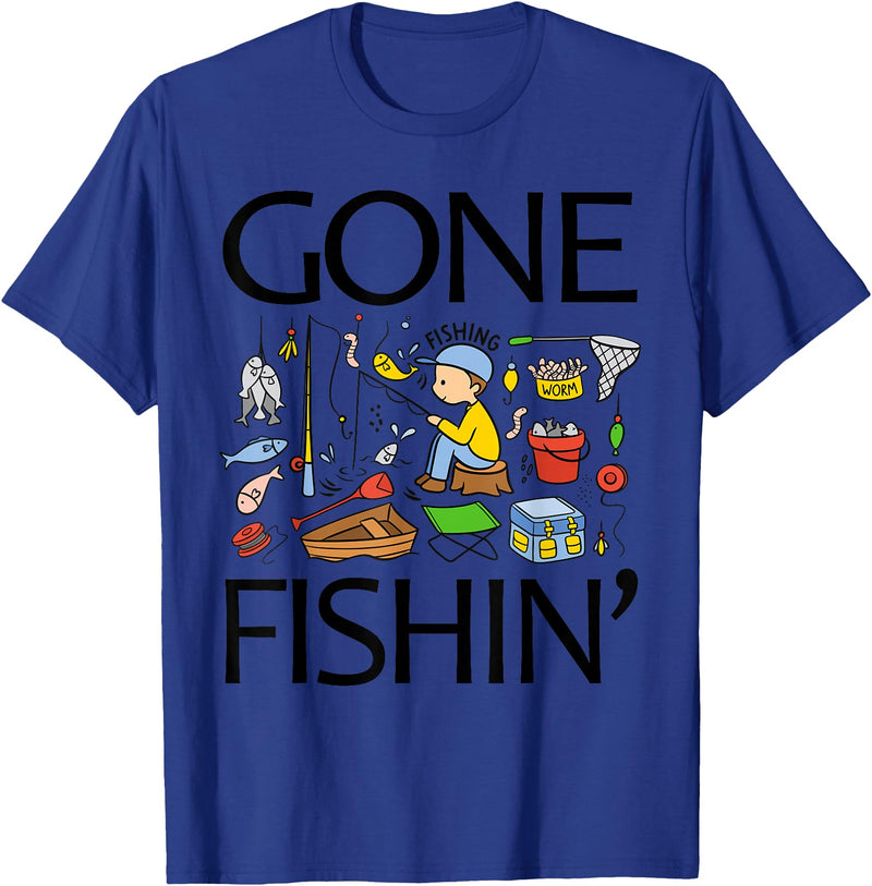 Funny Fishing Fishy Fisherman Fisher Anglers Shirt Gone Fishing-Shirt Youth Boys Kids Toddler Women Girls Cute T-Shirt - Royal Blue