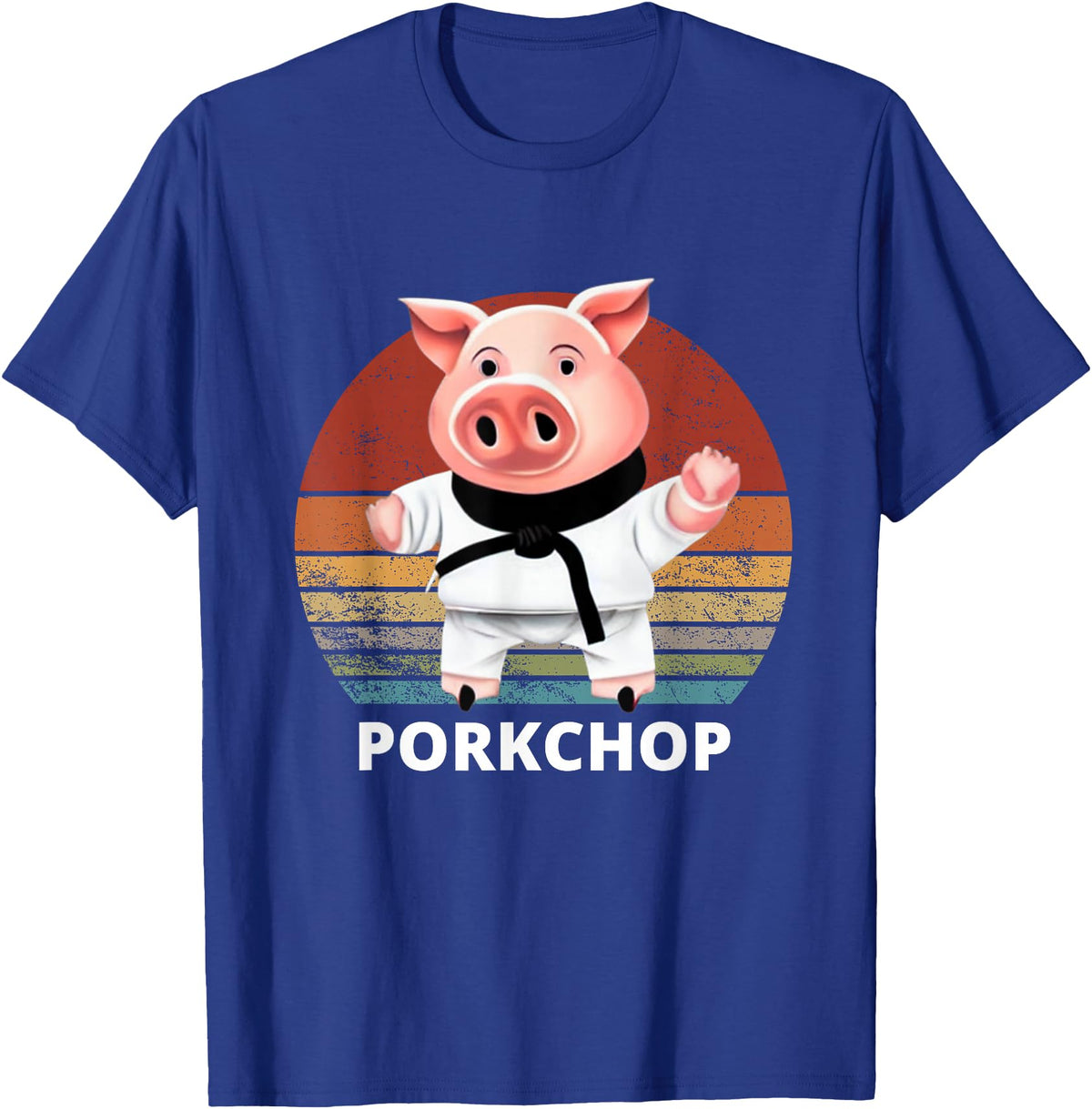 Animals Puns Pig Karate Pork Chop Pun T-Shirt - Royal Blue