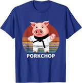 Animals Puns Pig Karate Pork Chop Pun T-Shirt - Royal Blue