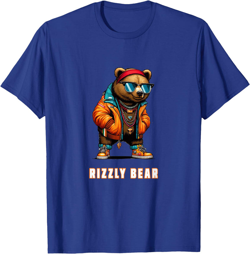 The Rizzly Grizzly Rizzly Bear Cool Grizzly Bear Wearing Sunglasses Rizz Slang T-Shirt - Royal Blue