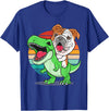 English Bulldog Funny Dinosaur Kids Mom Gift Tees Funny English Bulldog Riding Cute T-Rex Dinosaur Dog Mom T-Shirt - Royal