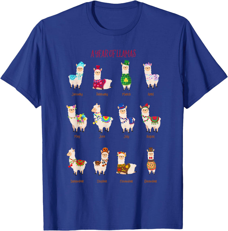 Funny Llamas A Year Of Llamas Funny Llama Alpaca T-Shirt - Royal Blue