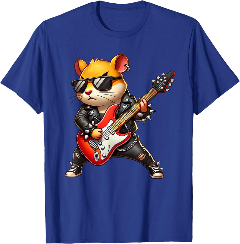Hamster Electric Guitar Concert Music Lover Men Women Kids T-Shirt - Royal Blue