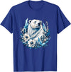 Arctic Polar Bear Floral Crystal Nature Winter Wildlife Polar Bear with Ice Flowers T-Shirt - Royal Blue