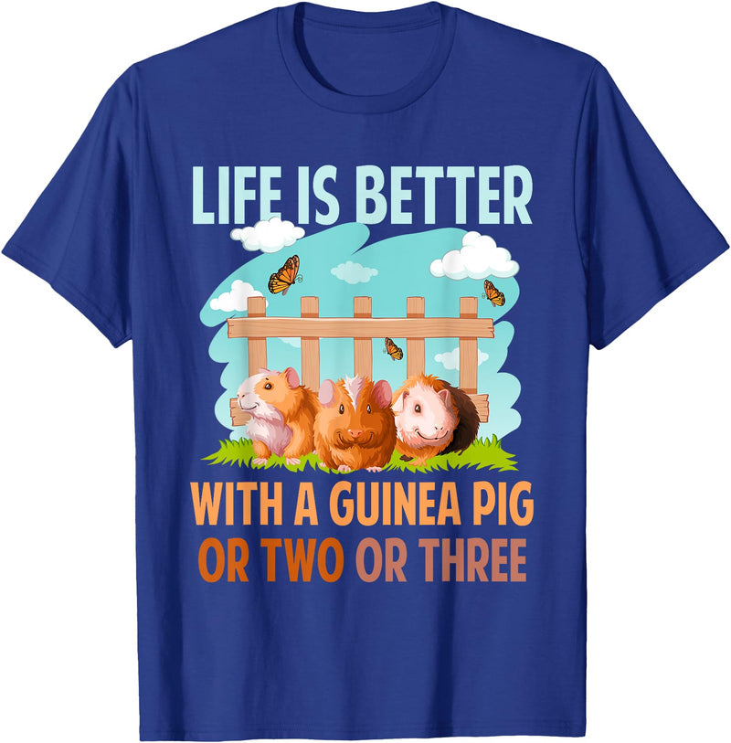Cute Guinea Pig Apparel Life Is Better With A Guinea Pig Wheek Cavy Lover T-Shirt - Royal Blue