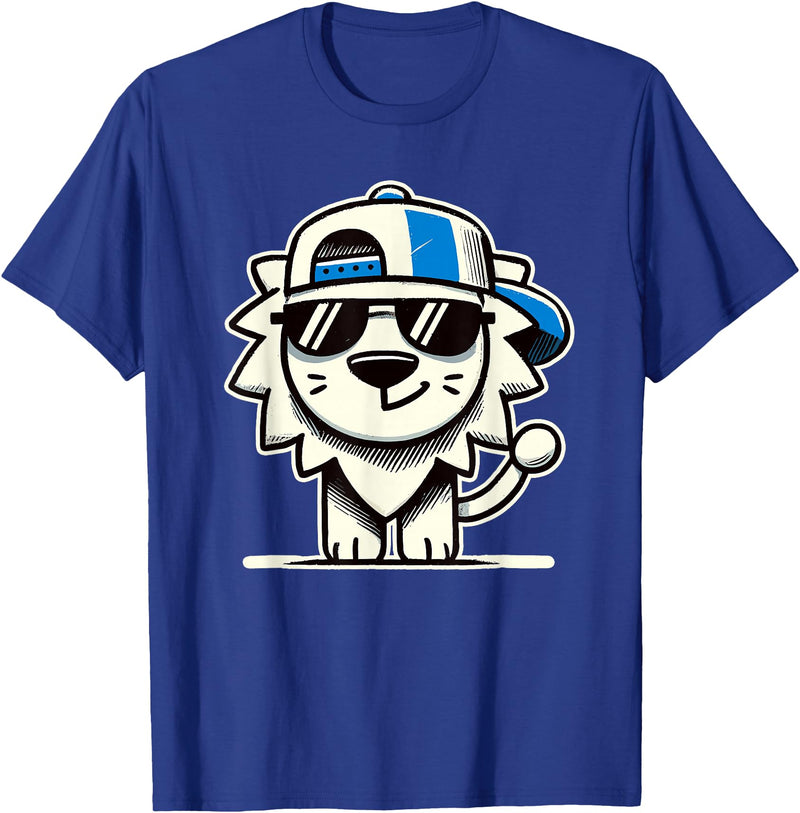 Nerrrdy Lion Hipster Men Women Kids Boys Girls Funny Lion T-Shirt - Royal Blue