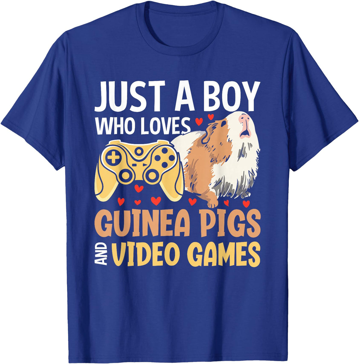 Guinea Pig Gifts for Gamer Co. Just a Boy Who Loves Guinea Pigs and Video Games Gaming T-Shirt - Royal Blue