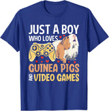 Guinea Pig Gifts for Gamer Co. Just a Boy Who Loves Guinea Pigs and Video Games Gaming T-Shirt - Royal Blue