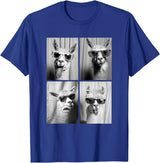 Funny Animal Photography Clothing Co. Funny Llamas with Sunglasses Cool Llama Animals Photo Booth T-Shirt - Royal Blue