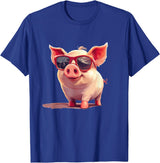 Funny Piggy Pig Sunglasses Piggy Costume for bespectacled Pigs Lovers T-Shirt - Royal Blue