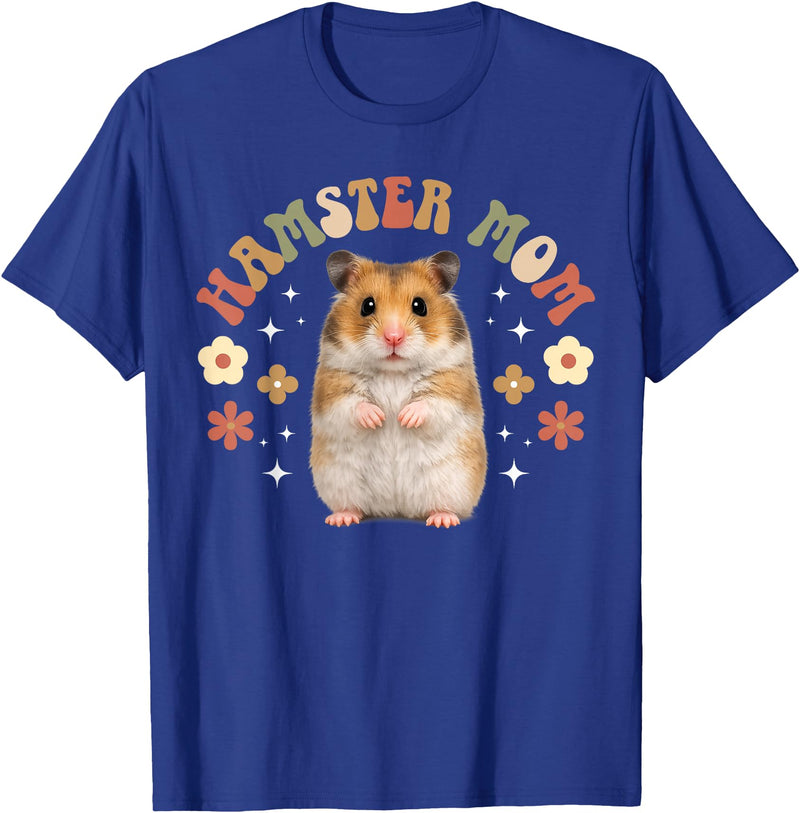 Hamster Mom Groovy Hamster Mama Hamster Owner Hamster Lover T-Shirt - Royal Blue