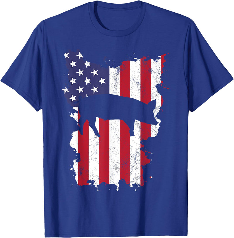 Patriodic Fourth Of July Apparel Pig Farm 4th Of July USA Flag US America Vintage T-Shirt - Royal Blue