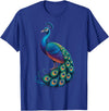 Peacock Peafowl Colorful Bird Peacock Illustration T-Shirt - Royal Blue