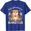Just a Girl Who Loves Hamsters Cute Floral Pet Aesthetic T-Shirt - Royal Blue