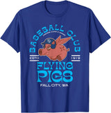 Retro Minor League Baseball Team Apparel Fall City Flying Pigs Retro Minor League Baseball Team T-Shirt - Royal Blue