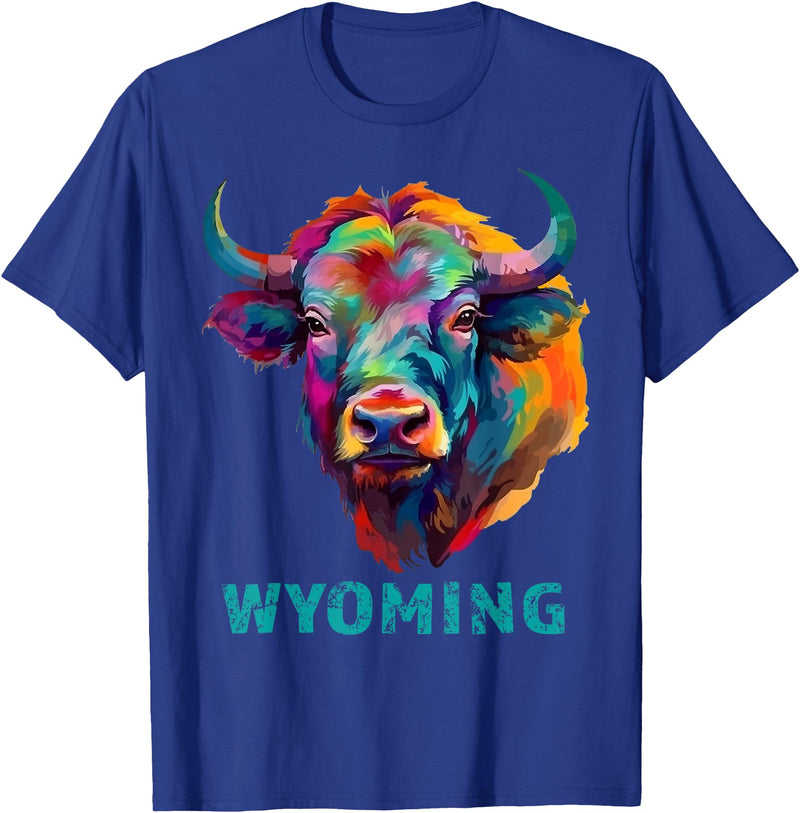 Love Wyoming Accessories, Apparel and Home Decor Wyoming American Bison Lover Buffalo for Men Women Souvenir T-Shirt - Royal