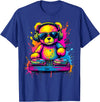 Magical and Funny DJ Gifts Colorful DJ Teddy Bear T-Shirt, Unisex-Kids, Black, Small, Long Sleeve, Classic Fit, Polyester 100% - Royal Blue