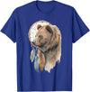 More Tribal Native American Totem Animal Art Bear Tribal Watercolor Bear Dream Catcher T-Shirt - Royal Blue