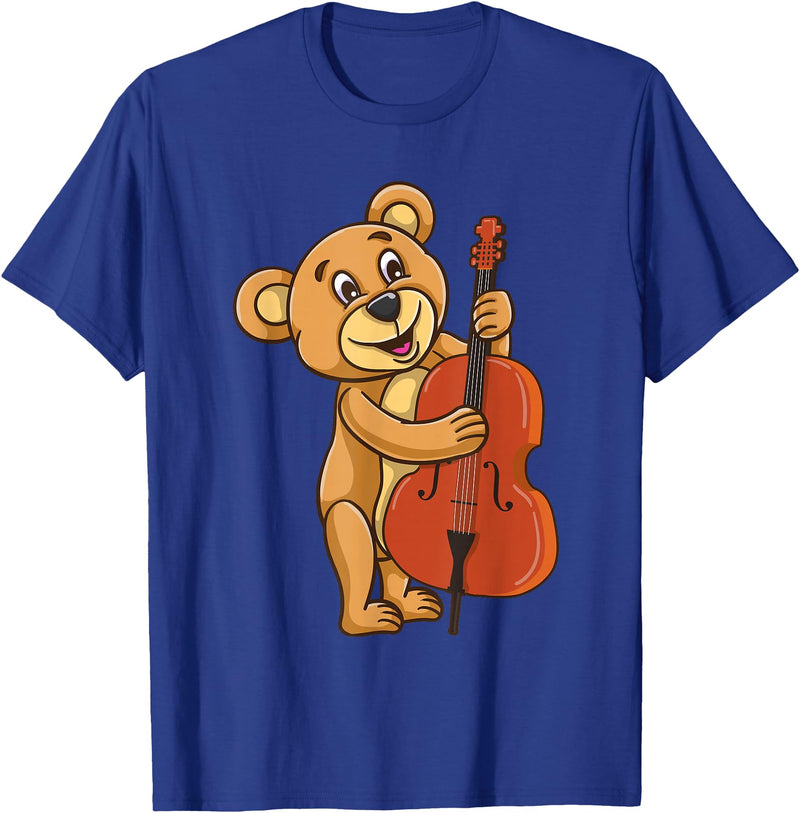 Teddy Bear Playing Cello T-Shirt - Royal Blue