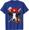 Wowsome! Cow Baseball Cow Lovers Baseball Player T-Shirt - Royal Blue