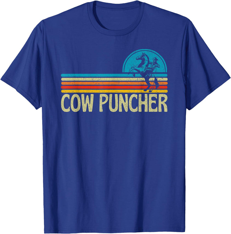 Cow Puncher Cowboy Graphic Funny Western Cow Puncher Cowboy Country T-Shirt - Royal Blue