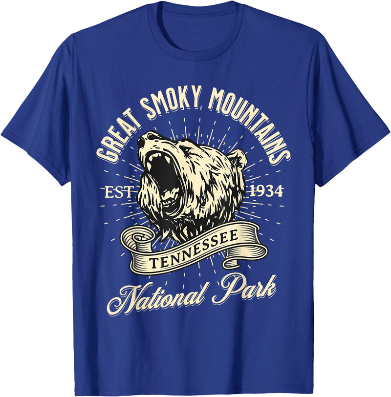 Great Smoky Mountains National Park Tennessee USA Great Smoky Mountains National Park Tennessee Bear Hike T-Shirt - Royal Blue