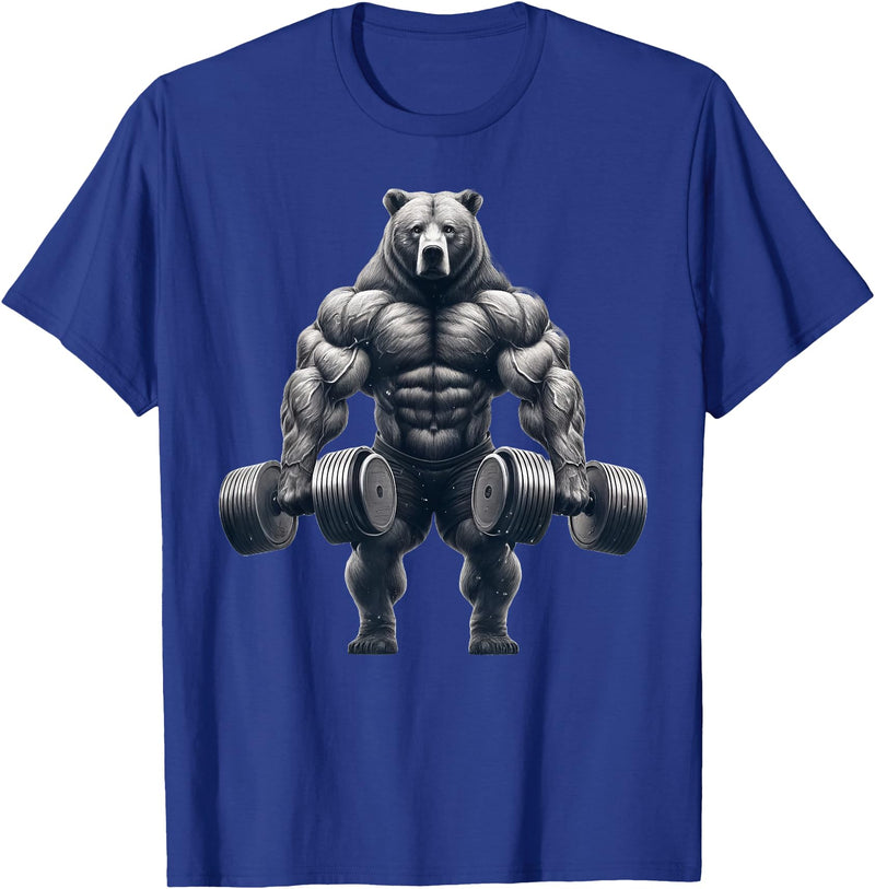 Bear Powerlifting Weightlifting Gym Apparel Bear Powerlifting Weightlifting Gym Workout T-Shirt - Royal Blue