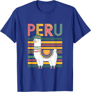 Shirt-o-Topia Cute Peruvian Llama from Peru - Fun Peru Design T-Shirt - Royal Blue