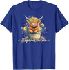 KAEDAM Gifts: Highland Cows Cute Baby Highland Cow Calf Love Spring Pastel Novelty T-Shirt - Royal Blue