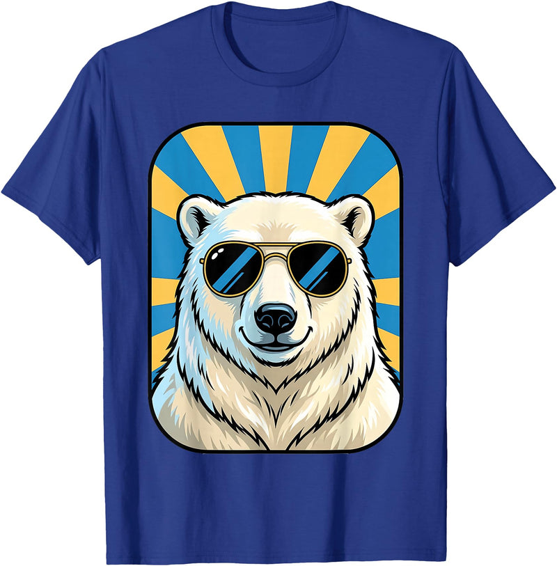 Cute Animal Designs Funny Polar Bear Wearing Sunglasses Animal Humour Jokes T-Shirt - Royal Blue