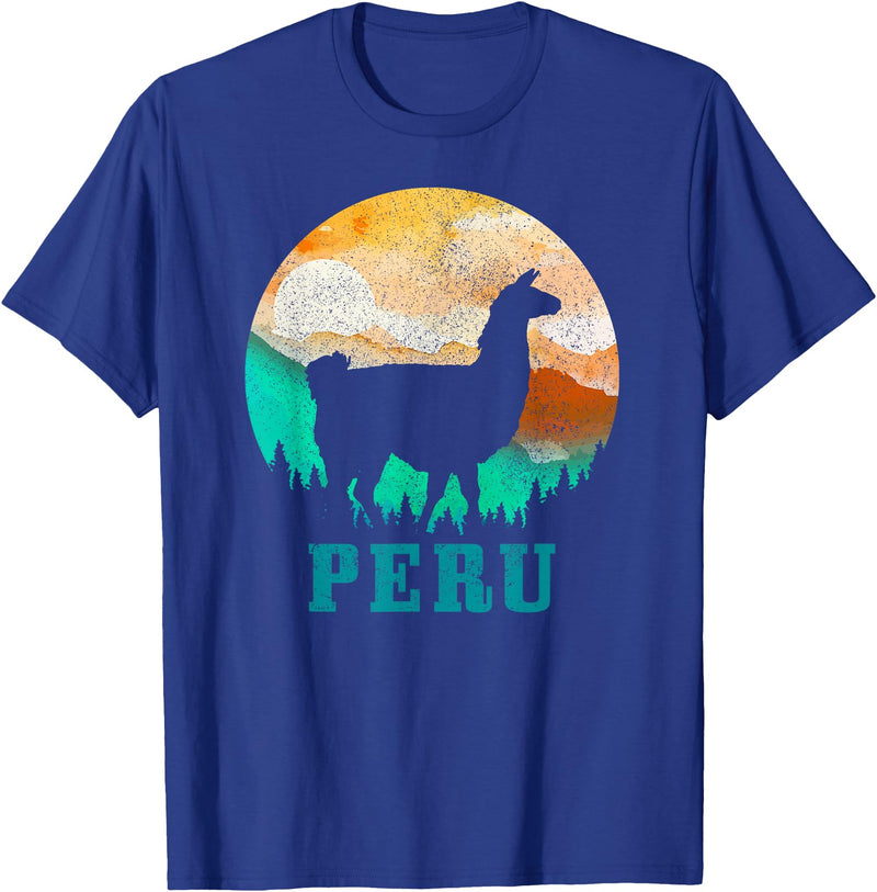 Peru Apparel Co. Peru Llama Alpaca Peruvian Roots Pride Vintage Peru T-Shirt - Royal Blue