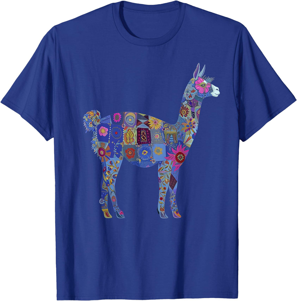 We Love Llamas & Alpacas - Peru Souvenirs Co. Peru Souvenir Llama Alpaca Flowers Peruvian Souvenir T-Shirt - Royal Blue