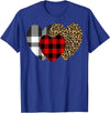 Leopard Heart Buffalo Red Black Plaid Gift Leopard Heart Buffalo Red Black Plaid Heart Valentine Day T-Shirt - Royal Blue