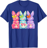 Easter Cute Bunny Coquette Bow Tie Dye Rabbit Women Girl Kid T-Shirt in Royal Blue