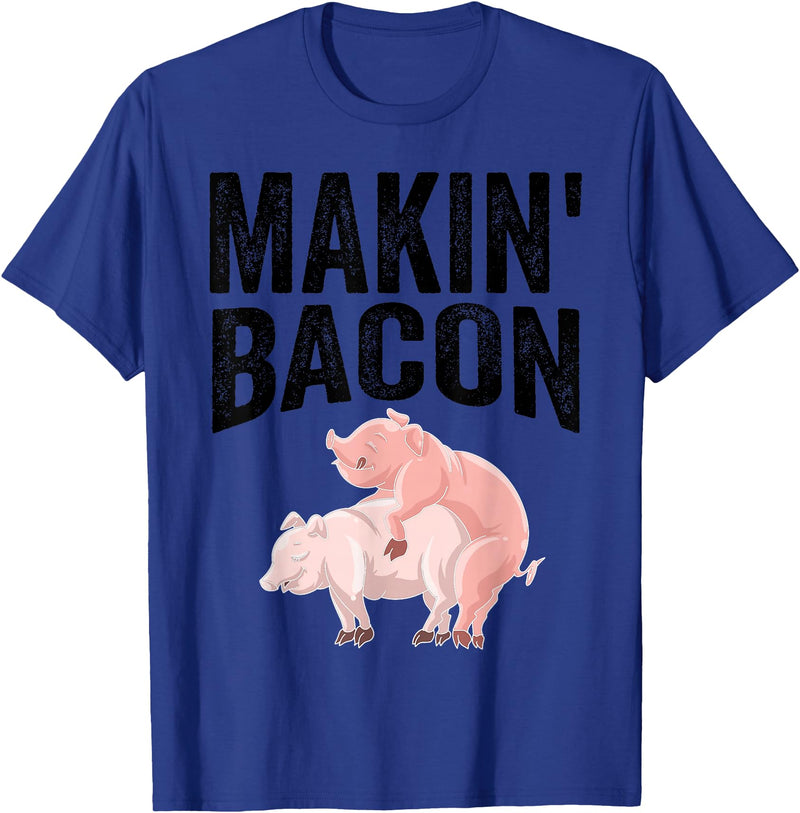 Cute Smoked Pork Lover Adult Humor Joke Designs Funny Making Bacon Gift For Men Women Cool Pig Bacon Joke T-Shirt - Royal Blue